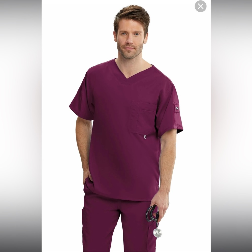 Men’s barco greys anatomy scrub top in wine color